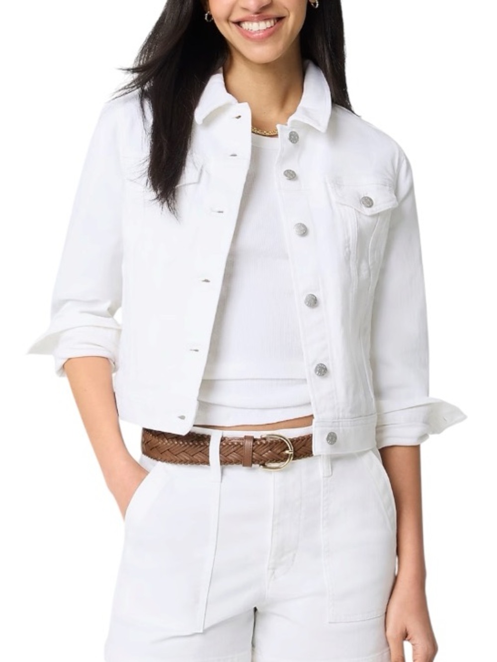 J. Crew White Denim Jacket - Button-Front Trucker